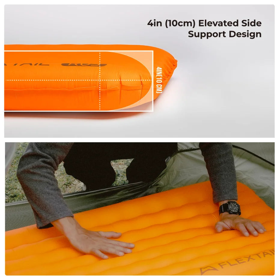FLEXTAIL TINY MATTRESS PLUS 2 – Ultralight 196cm Insulated Camping Mattress, 4 Seasons Compact Air Mattress for Camping, Hiking