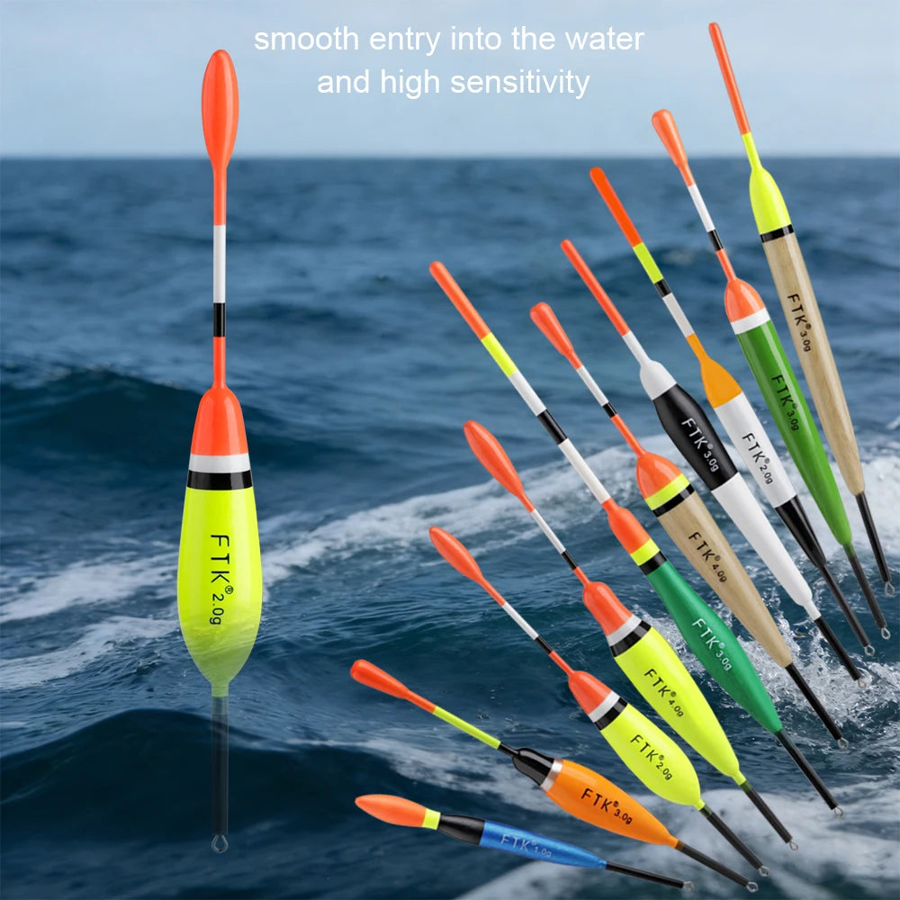 FTK Fishing Float Set 20PCS Chinese Hook Buoy Professional Vertical Buoy Accessories Multi Function Lure Float Pesca
