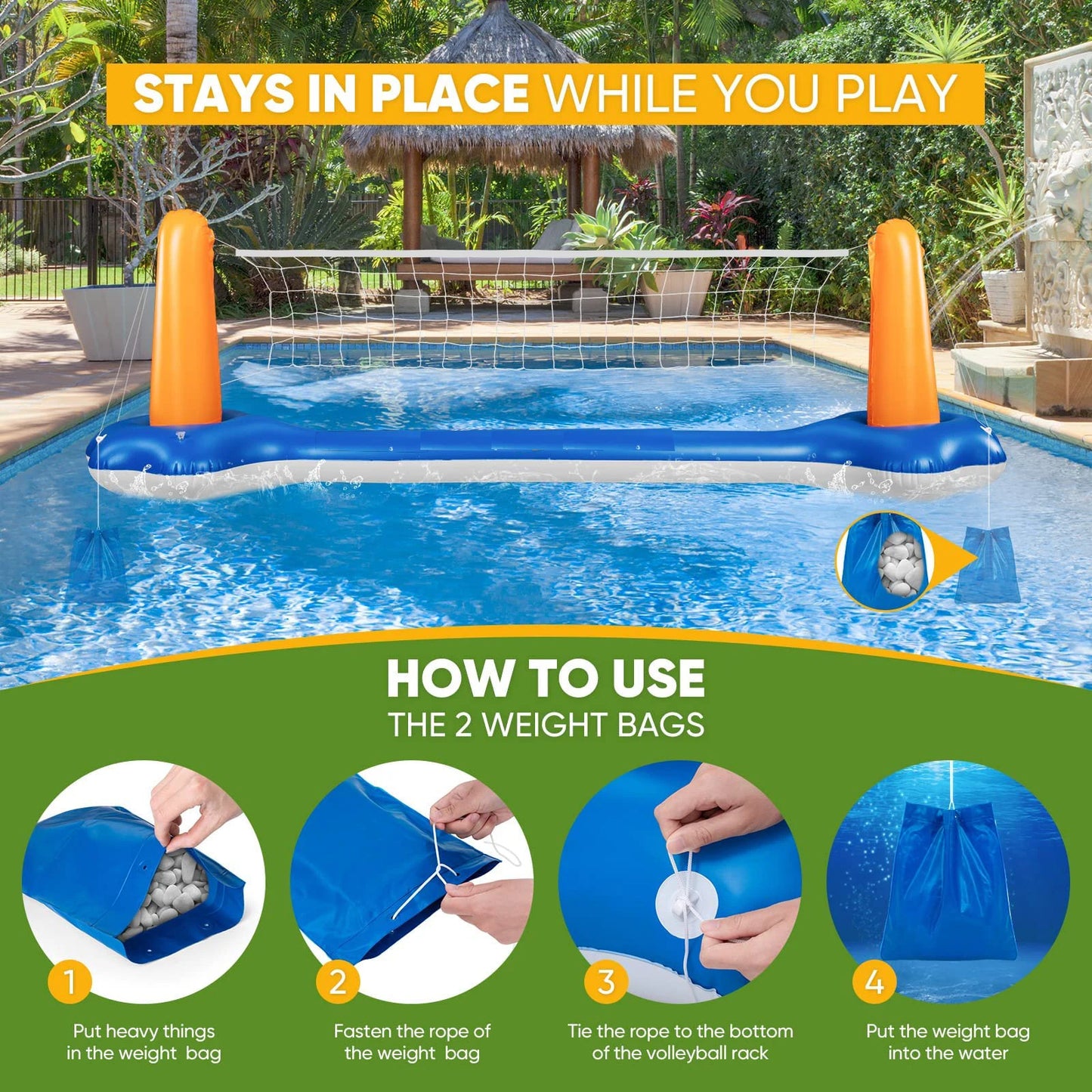 Adult Water Entertainment Inflatable Volleyball Stand-Inflatable Basketball Stand-Suitable for Summer Swimming Pool Water Event Party