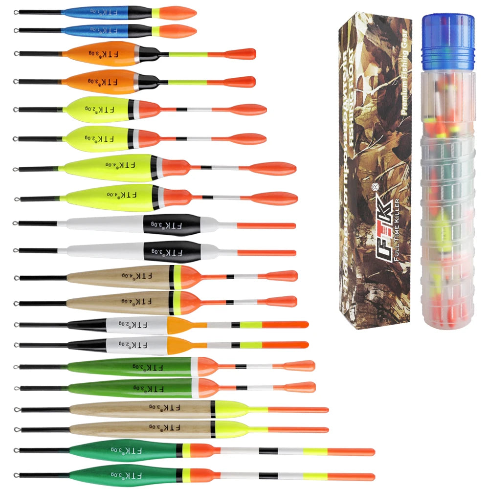 FTK Fishing Float Set 20PCS Chinese Hook Buoy Professional Vertical Buoy Accessories Multi Function Lure Float Pesca