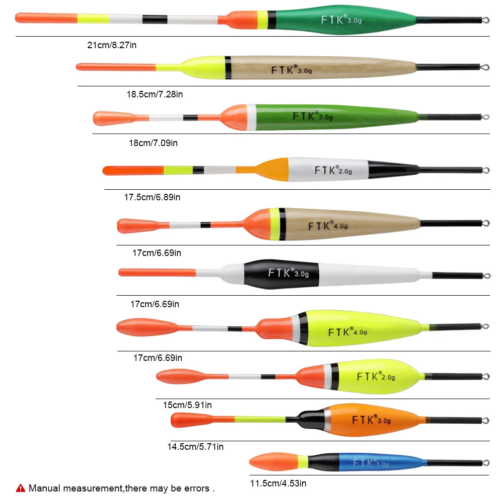 FTK Fishing Float Set 20PCS Chinese Hook Buoy Professional Vertical Buoy Accessories Multi Function Lure Float Pesca