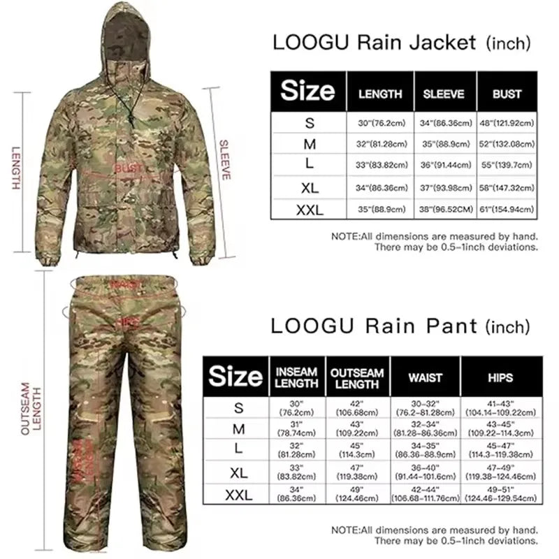 Adults Rain Coat Set Suit Unisex Men Women Camp Raincoat Set Hiking Hunting Fishing Outdoor Rain wear Poncho Rain Gears Cover
