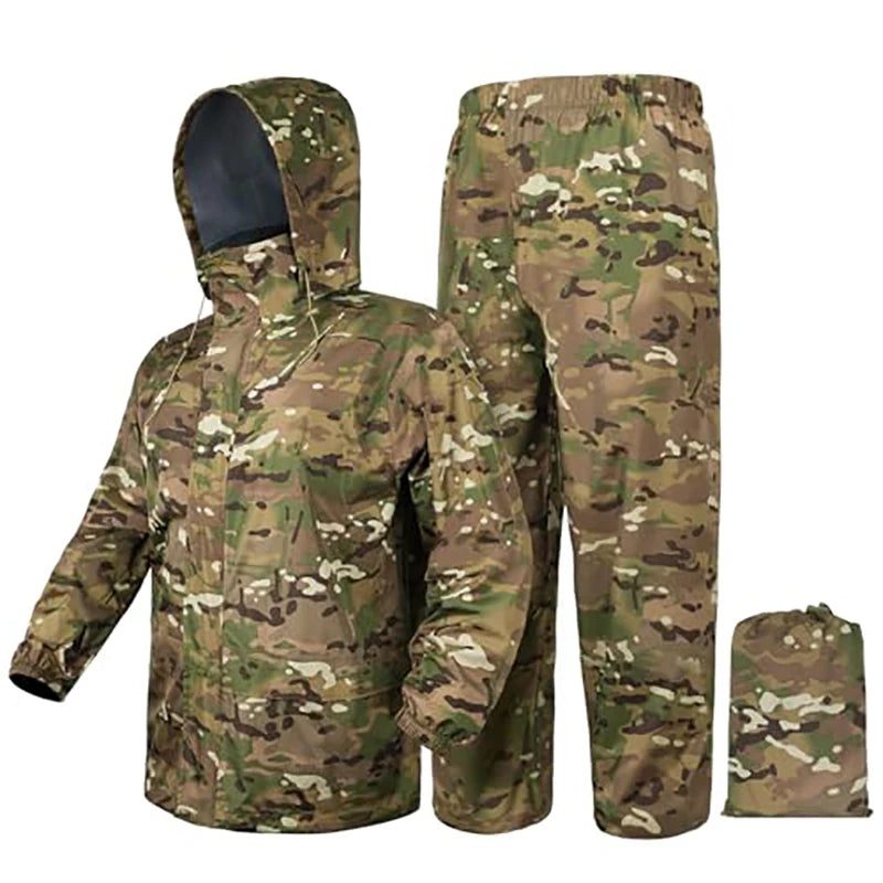 Adults Rain Coat Set Suit Unisex Men Women Camp Raincoat Set Hiking Hunting Fishing Outdoor Rain wear Poncho Rain Gears Cover